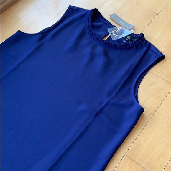 J.CREW Ruffle Neck Shell In Satin Crepe - Picture 2 of 8